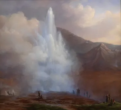 The Eruption Of The Great Geyser In Iceland In 1834