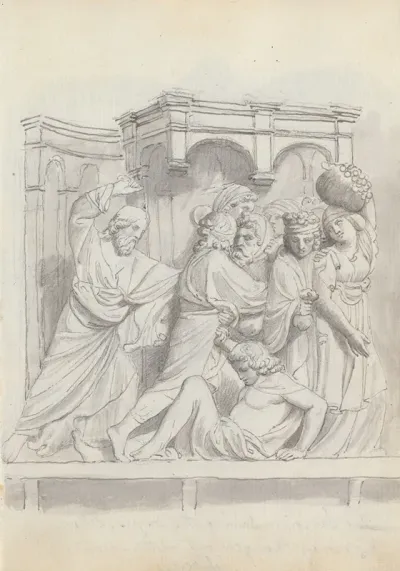 The Expulsion Of The Money Changers From Lorenzo Ghibertis Baptistery Doors Florence