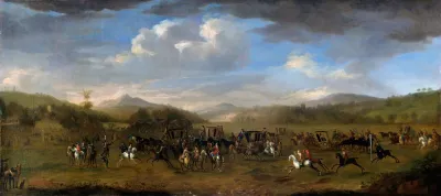 The Finish Of A Horse Race With A Country Fair In The Background
