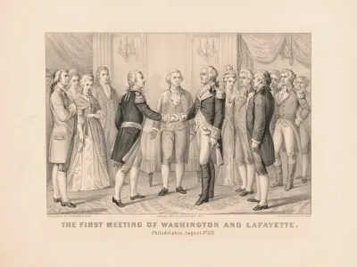 The First Meeting Of Washington And Lafayette Philadelphia August 3rd 1777