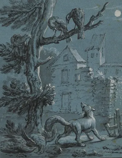 The Fox And The Turkey Hens Illustration For The Fables Of La Fontaine