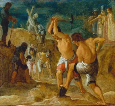 The Frankfurt Altarpiece Of The Exaltation Of The True Cross The Digging For The Cross