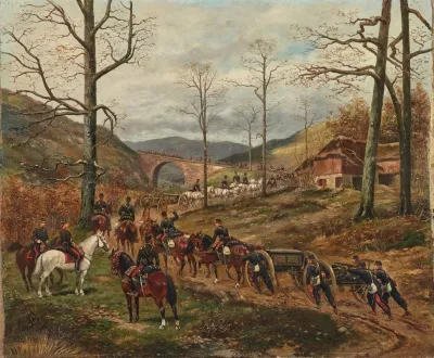 The French 90th Horse Artillery Advancing On Rezonville