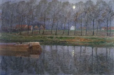The Ghent Terneuzen Canal By Moonlight In Spring