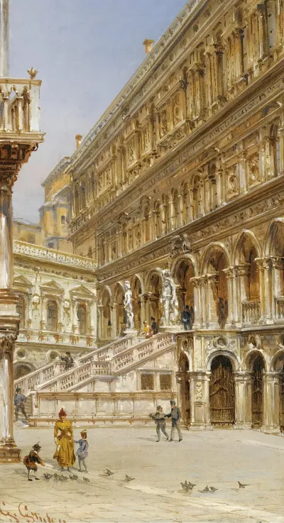 The Giants Staircase In The Courtyard Of The Doges Palace