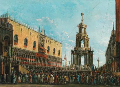The Giovedi Grasso Festival Before The Ducal Palace In Venice