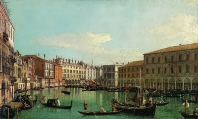 The Grand Canal Venice Looking South Toward The Rialto Bridge