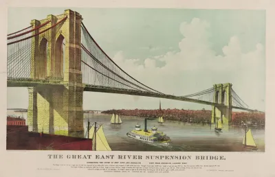 The Great East River Suspension Bridge Connecting The Cities Of New York And Brooklyn View From Brooklyn Looking West