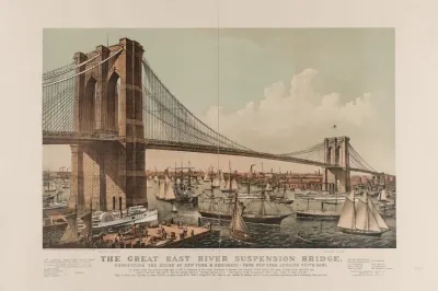The Great East River Suspension Bridge Connecting The Cities Of New York Brooklyn From New York Looking South East 2
