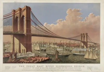 The Great East River Suspension Bridge Connecting The Cities Of New York Brooklyn From New York Looking South East