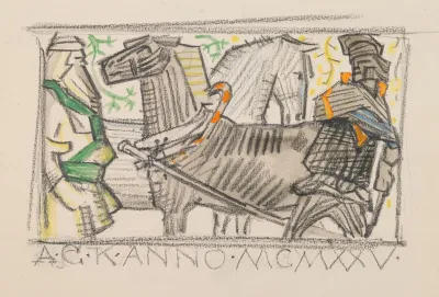 The Great Kalevala Poem Iii Sketch Horses And Riders Meet