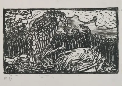 The Great Kalevala Woodcut Print Of Vainamoinen And The Eagle