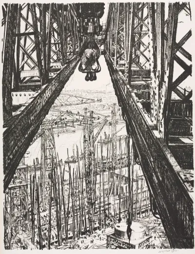 The Great War Britains Efforts And Ideals Building Ships A Shipyard Seen From A Big Crane