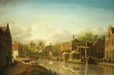The Haarlem Gate In Leyden As Seen From The City