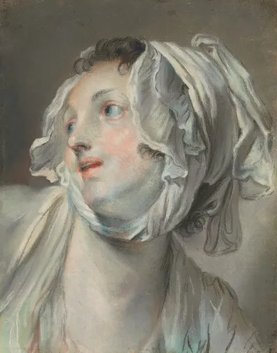 The Head Of A Young Woman Wearing A Bonnet And Facing Left