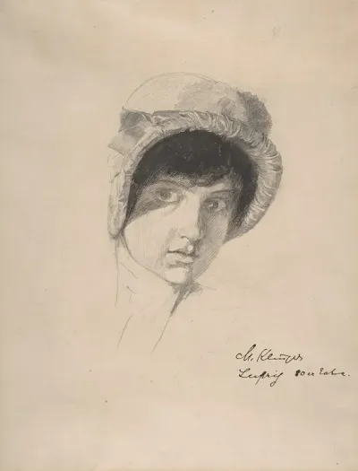 The Head Of A Young Woman Wearing A Bonnet