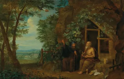 The Hermits Paulus And Antonius In A Landscape Fed By A Raven