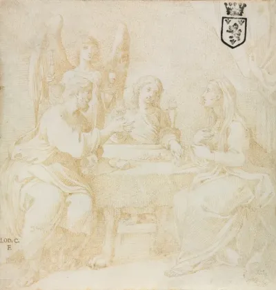 The Holy Family At Table Served By An Angel