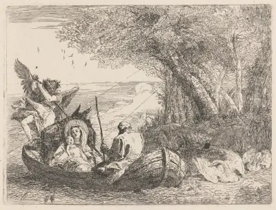 The Holy Family Being Ferried Across The River