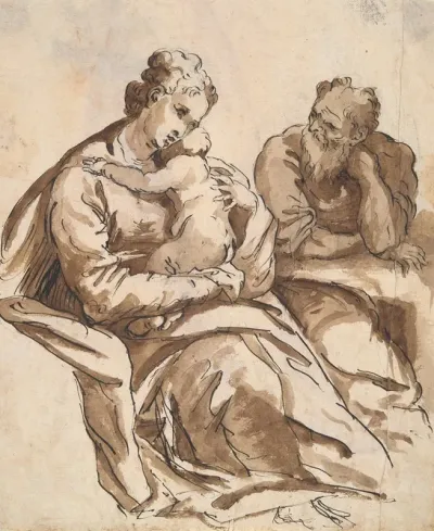 The Holy Family Recto Study Of A Leg Verso