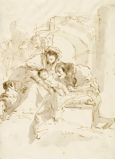 The Holy Family With Angels Before An Arch