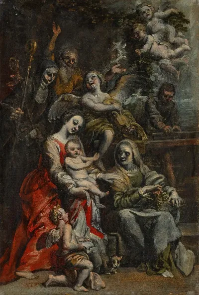 The Holy Family With Saint Anne Other Saints And Angels