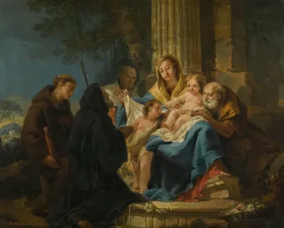 The Holy Family With Saint Francesco Di Paola And A Franciscan Saint