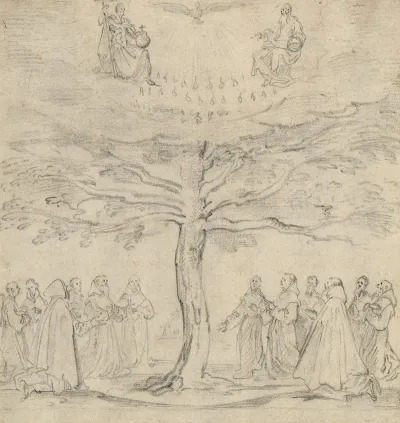 The Holy Trinity In The Tree Of Life Adored By Franciscans