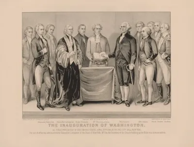 The Inauguration Of Washington As First President Of The United States April 30th 1789 At The Old City Hall New York