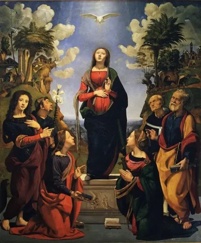 The Incarnation Of Jesus And The Saints Philip Benizi John The Evangelist Catherine Of Alexandria Margaret Peter And Antoninus Pierozzi