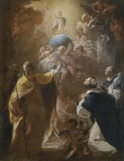The Infant Christ In Glory With Saints Dominic And Nicholas
