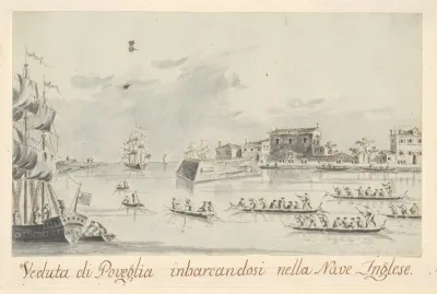 The Island Of Povegila With British Naval Officers Embarking