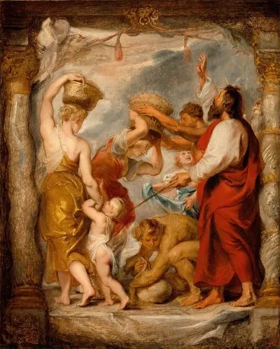 The Israelites Gathering Manna In The Desert