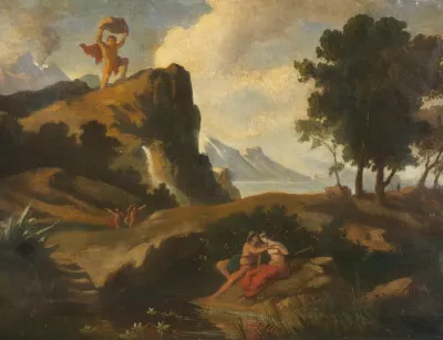The Jealous Cyclops Polyphemus Kills Akis The Lover Of The Nereid Galateia With A Boulder