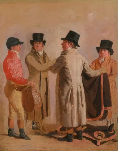 The Jockey Frank Buckle The Owner Breeder John Wastell His Trainer Robert Robson And A Stable Lad