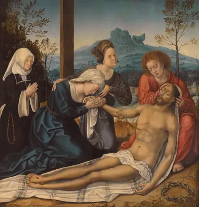 The Lamentation Of Christ At The Foot Of The Cross With A Donor