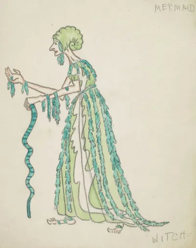 The Little Mermaid Witch Green Seaweed Dress With Snail Cap