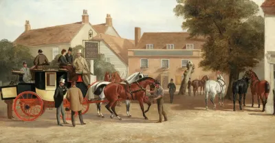 The London To Dorking Coach Resting At The Marquess Of Granby