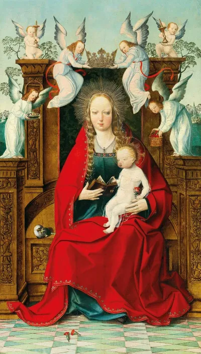 The Madonna And Child Enthroned Crowned By Angels