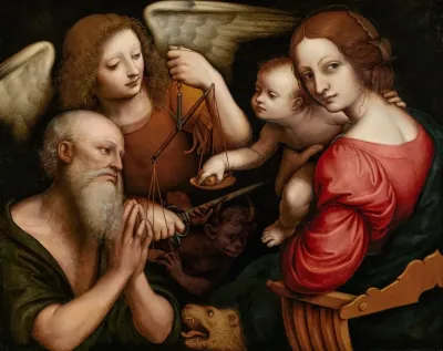 The Madonna And Child Seated With Saint Jerome And The Archangel Michael