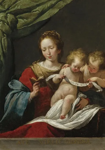 The Madonna Reading With The Christ Child And Infant Saint John The Baptist