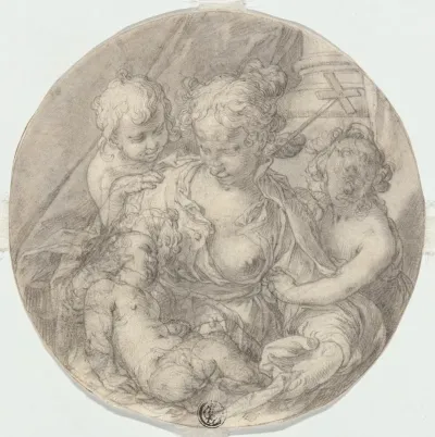 The Madonna With The Christ Child With The Infant John The Baptist And Another Child Caritas