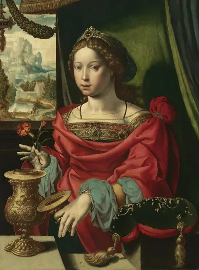 The Magdalene Seated At A Table By A Window Opening A Gold Encrusted Urn