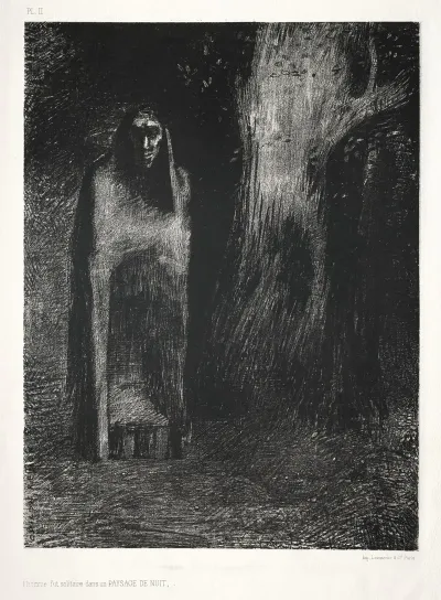 The Man Was Alone In A Night Landscape 2