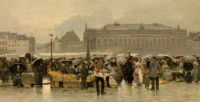 The Market In Front Of The Theatre In Antwerp