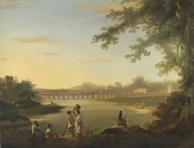 The Marmalong Bridge With A Sepoy And Natives In The Foreground
