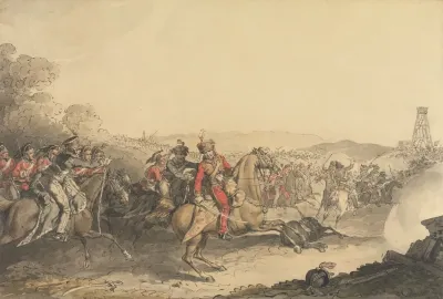 The Marquis Of Anglesea Wounded Whilst Leading A Charge Of Heavy Cavalry At The Close Of The Battle Of Waterloo
