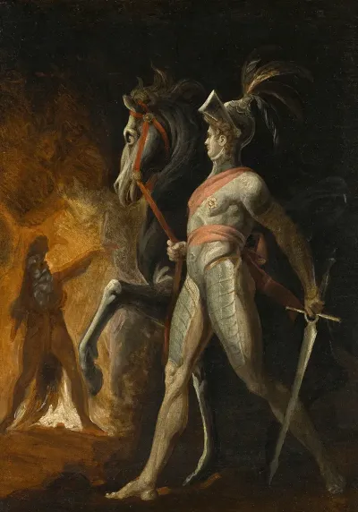 The Meeting Of Sir Huon Of Bordeaux And Scherasmin In The Libanon Cave From Wielands Oberon