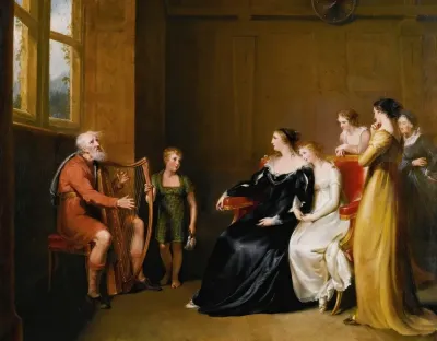 The Minstrel Singing His Lay To The Duchess Of Buccleugh From Walter Scotts The Lay Of The Last Minstrel