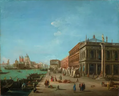 The Molo With The Palazzo Della Zecca And The Biblioteca Marciana The Church Of Santa Maria Della Salute Beyond